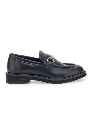 Schwarze Slipper mit silbernem Horsebit ME & ME 1237