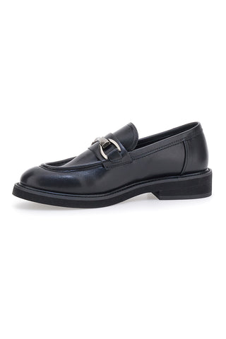 Schwarze Slipper mit silbernem Horsebit ME & ME 1237