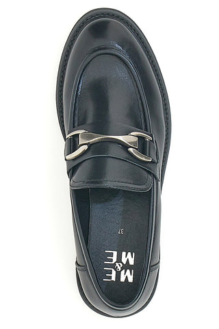 Schwarze Slipper mit silbernem Horsebit ME & ME 1237