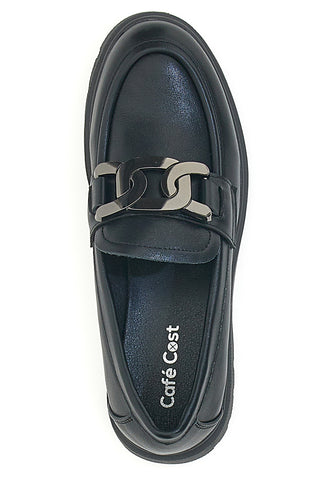 Schwarze Slipper mit silbernem Horsebit Café kosten H582257