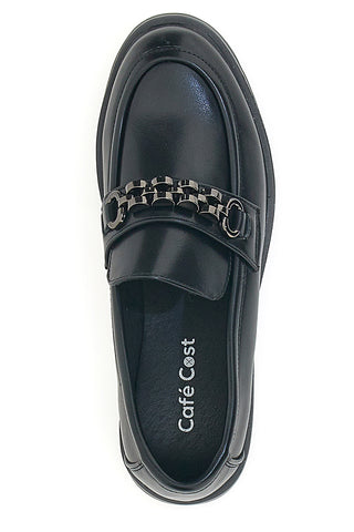 Mocassini Neri con Morsetto Metallico CAFE' COST BL695151