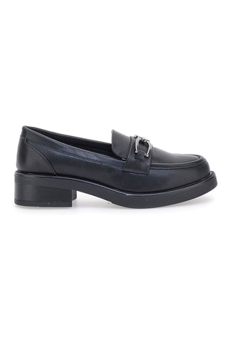 Mocassini Neri con Morsetto Metallico CAFE' COST H236703