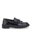 Schwarze Mokassins mit Glanzeffekt mit Schnalle und Quaste LE HAVRE PARIS PMM24915A