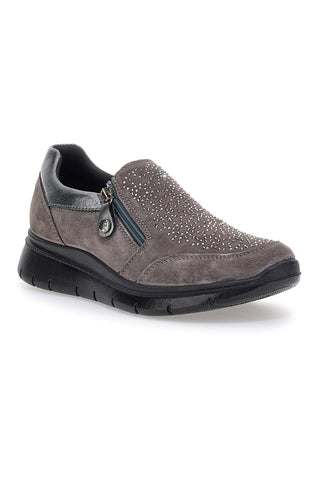 Sneakers Slip on Grigio scuro e brillantini Made in Italy Imac 656170