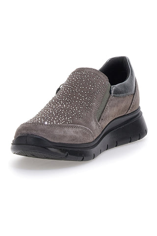 Slip-on-Sneaker Dunkelgrau und Glitzer, hergestellt in Italien, Imac 656170