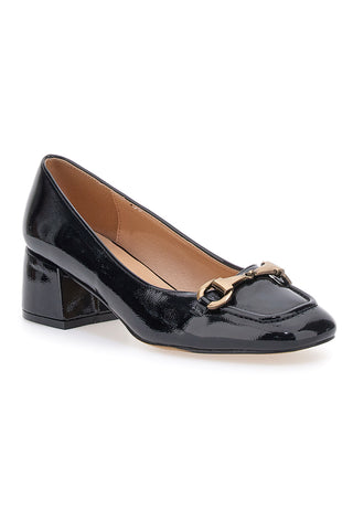 Ballerine nere effetto vernice con morsetto frontale e tacco basso MON DIEU 9401Q13