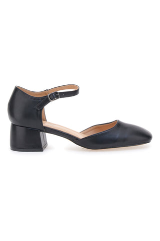 Schwarze Pumps mit niedrigem Absatz und Knöchelriemen MON DIEU 9401Q16