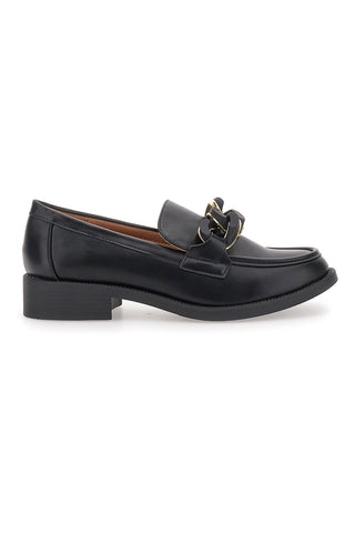 Schwarze Mokassins mit schwarzer Kette und goldenen Details Mariella Burani 50881678