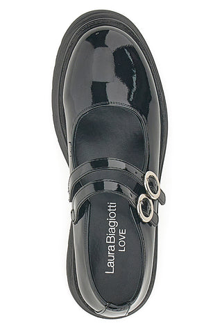 Schwarze Mary-Jane-Loafer mit Glanzeffekt Laura Biagiotti 1660815943