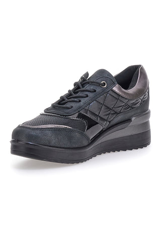 Schwarze Schnürschuhe mit Plateau MIO TEMPO 724072