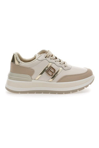 Beigefarbene Sneakers mit goldenen Details LAURA BIAGIOTTI 8715