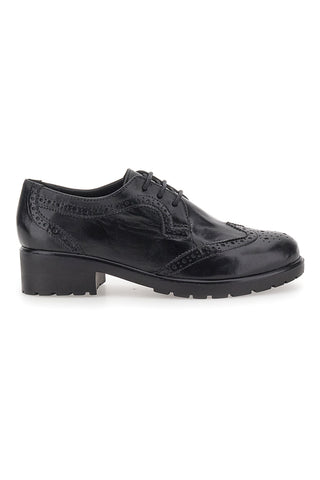 Schwarze Schnürschuhe Ecofriendly aus echtem Leder mit Prima Riga Verarbeitung 707
