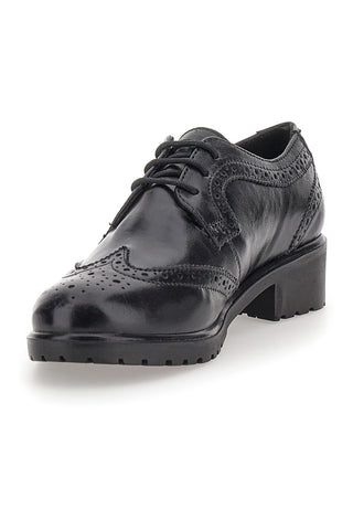 Scarpe Stringate Nere Ecofriendly in Vera Pelle con Lavorazione Prima Riga 707