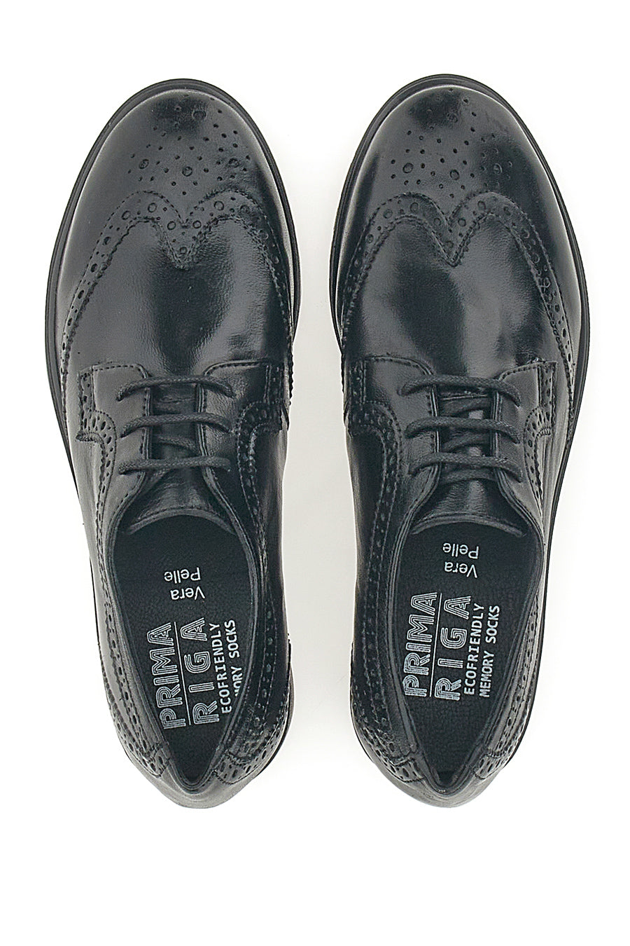 Scarpe Stringate Nere Ecofriendly in Vera Pelle con Lavorazione