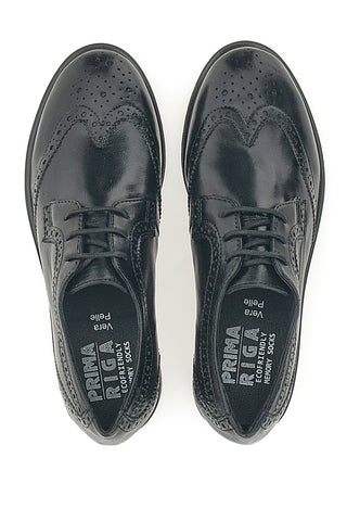 Scarpe Stringate Nere Ecofriendly in Vera Pelle con Lavorazione Prima Riga 707