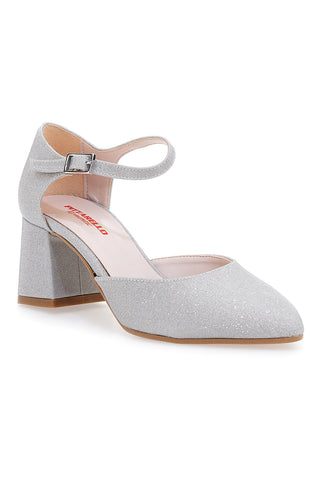 Silbernes Dekolleté mit Blockabsatz Pittarello Romantic 2781