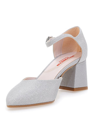 Silbernes Dekolleté mit Blockabsatz Pittarello Romantic 2781