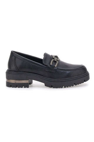 Schwarze Slipper mit Goldkette Energy 1301