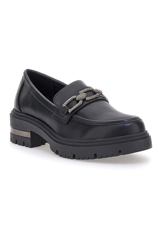 Schwarze Slipper mit Goldkette Energy 1301