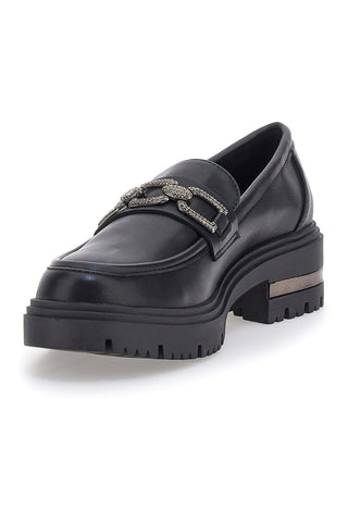 Schwarze Slipper mit Goldkette Energy 1301