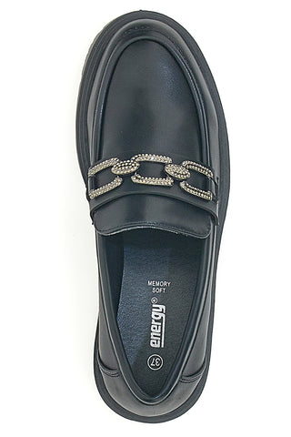 Schwarze Slipper mit Goldkette Energy 1301