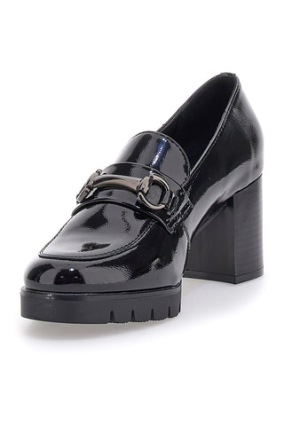 Schwarze Slipper mit glänzendem Effekt und Memory Soft Energy 379-Einlegesohle