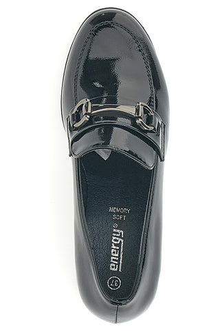 Schwarze Slipper mit glänzendem Effekt und Memory Soft Energy 379-Einlegesohle