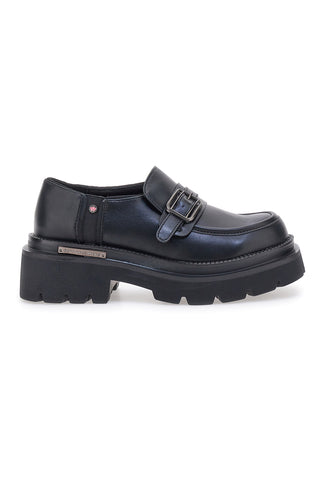 Betty Flowers 126 Schwarze Plateau-Loafer