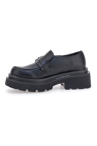 Mocassini Neri Con Platform Betty Flowers 126