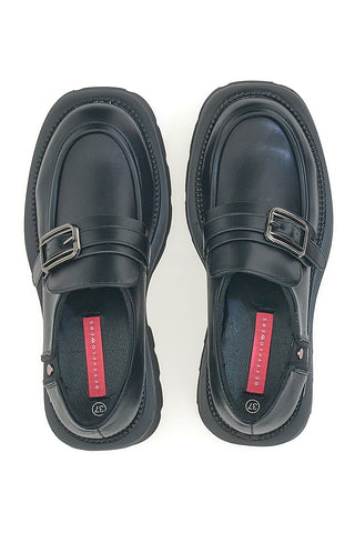 Betty Flowers 126 Schwarze Plateau-Loafer