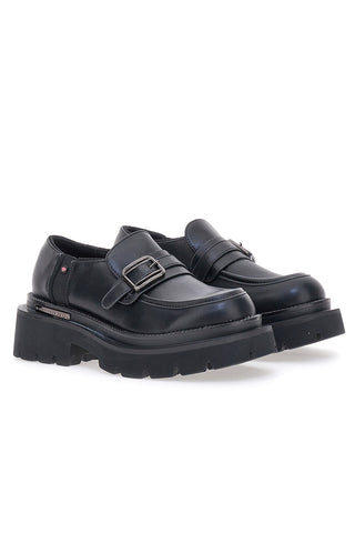 Mocassini Neri Con Platform Betty Flowers 126