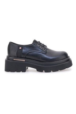 Schwarze Schnürschuhe mit Plateau Betty Flowers 127