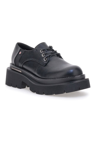 Schwarze Schnürschuhe mit Plateau Betty Flowers 127