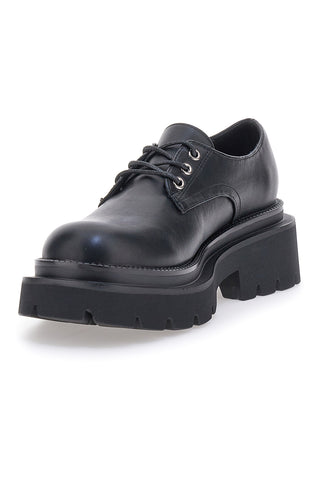 Schwarze Schnürschuhe mit Plateau Betty Flowers 127