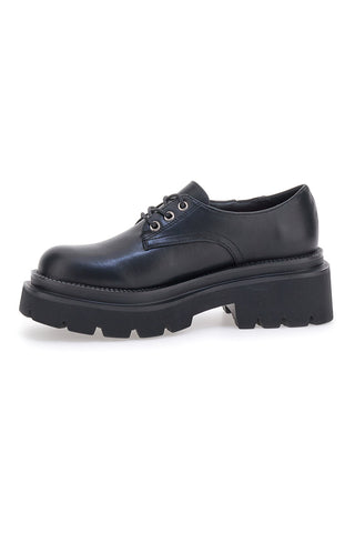 Schwarze Schnürschuhe mit Plateau Betty Flowers 127