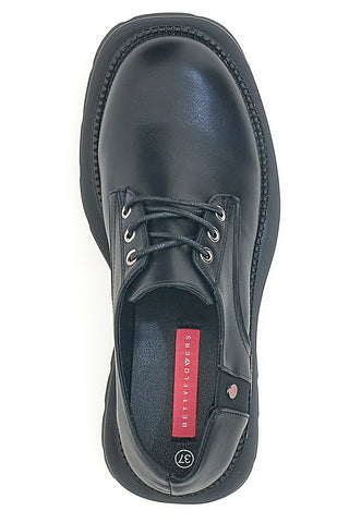 Schwarze Schnürschuhe mit Plateau Betty Flowers 127