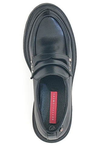 Mocassini Neri Platform con Brillantini Bettyflowers 01