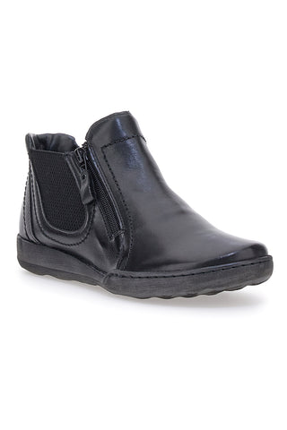 Schwarze Stiefeletten mit Reißverschluss und seitlichen Gummizügen Plocadi 21503pt