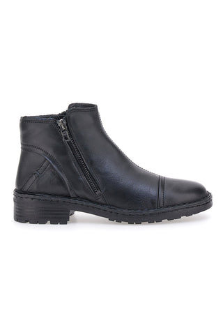 Plocadi 379018 Schwarze Stiefeletten aus echtem Leder mit seitlichen Reißverschlüssen