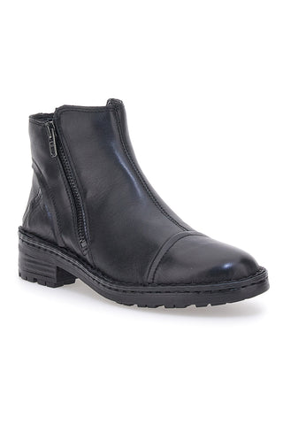 Plocadi 379018 Schwarze Stiefeletten aus echtem Leder mit seitlichen Reißverschlüssen