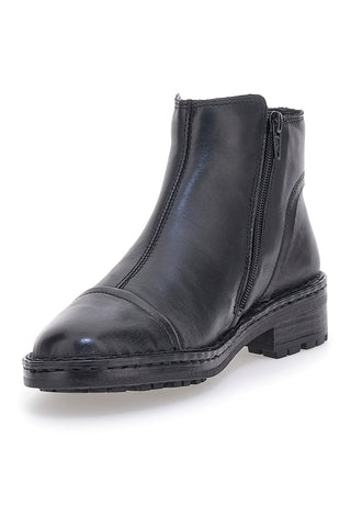 Plocadi 379018 Schwarze Stiefeletten aus echtem Leder mit seitlichen Reißverschlüssen