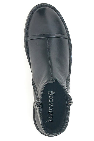Plocadi 379018 Schwarze Stiefeletten aus echtem Leder mit seitlichen Reißverschlüssen