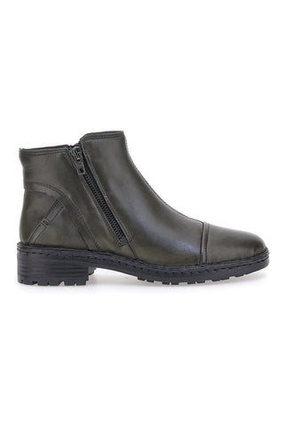 Grüne Stiefeletten aus echtem Leder mit seitlichen Reißverschlüssen Plocadi 379018