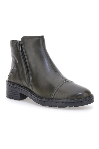 Grüne Stiefeletten aus echtem Leder mit seitlichen Reißverschlüssen Plocadi 379018