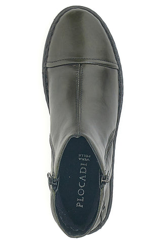 Grüne Stiefeletten aus echtem Leder mit seitlichen Reißverschlüssen Plocadi 379018