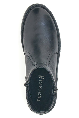 Schwarze Stiefeletten aus echtem Leder mit seitlichen Reißverschlüssen Plocadi 379063pt