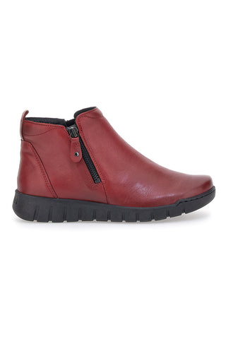 Rote Stiefeletten aus echtem Leder mit seitlichen Reißverschlüssen Plocadi 749007pt