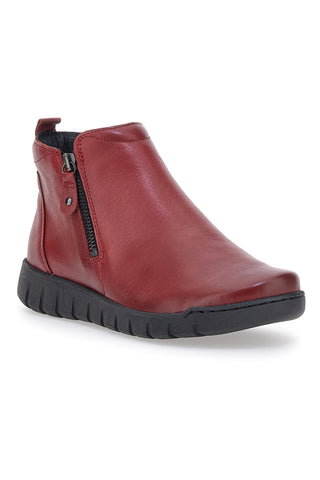 Rote Stiefeletten aus echtem Leder mit seitlichen Reißverschlüssen Plocadi 749007pt