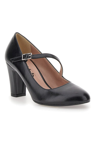 Schwarze Pumps mit schrägem Riemen PITTARELLO KLASSE 558