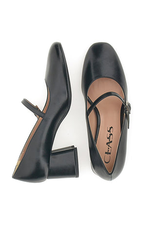 Décolleté Mary Jane Nere Tacco 5 cm Made In Italy Pittarello Class 710